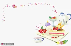 糖果色节日手绘甜品蛋糕情人节海报 海报招贴 节日海报