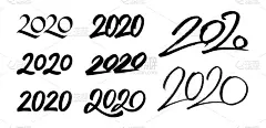 鼠年,新年前夕,书法,数字,2020,贺卡,背景分离,春节,古典式,涂料