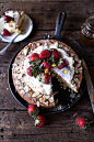 sweetoothgirl: Almond Honey Cake with Strawberry Ripple Cream