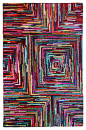Handmade Brilliant Colored Ribbon Area Rug, Multi, 8x10, Blocks contemporary-area-rugs