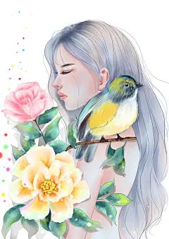 杂志封面绘本唯美插画