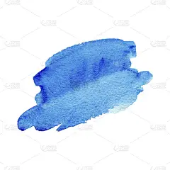 手绘水彩蓝色笔触粗糙的边缘上的白色背景。