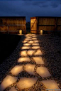 Line a pathway with rocks painted in glow in the dark paint. During the day they “charge” in the sun and in the evening they reflect the stored light. Rust-Oleum Glow in the Dark Brush-on Paint.