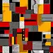 Photo a close up of a colorful abstract pattern with squares and squares generative ai