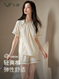 轩靓新中式睡衣女夏季薄款纯棉短袖短裤2024新款中国风家居服套装-tmall.com天猫