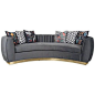 Modern Art Deco Style Sofa And Long-arm Tufting Charcoal Velvet & Gold... ($3,895) ❤ liked on Polyvore featuring home, furniture, sofas, black, tufted couches, dark grey sofa, velvet tufted couch, black tufted couch and black tufted sofa #artdecofurni