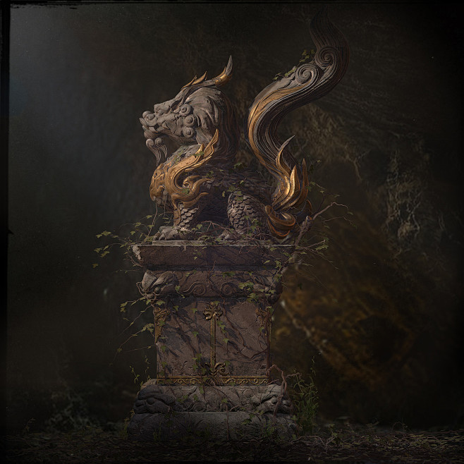 Kirin stone statue, ...