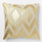 Crafted of 100% linen, the Metallic Chevron Pillow Cover is based off of artwork by renowned British designer Sarah Campbell. Putting a glamorous spin on a classic pattern, this cover is great to mix and match with other metallic accents for a luxe look.