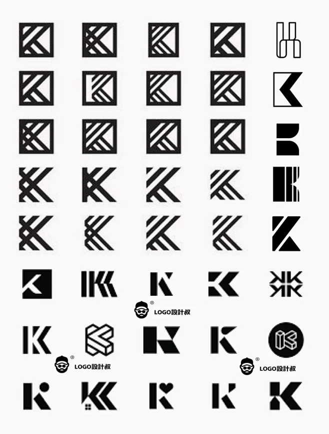 灵感采集300个字母K元素图形logo设...