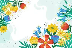 卡通花朵背景  - 源文件下载【酷图网】春天花朵背景,壁纸,花卉,植物,清新花朵背景,春天手绘壁纸