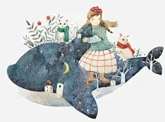 鲸鱼上的小女孩高清素材 网页 设计图片 免费下载 页面网页 平面电商 创意素材 png素材
