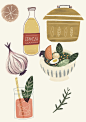 Menu illustrations for Ateneo on Behance