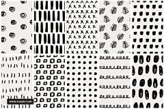 手绘图案无缝背景Black -amp; White Abstract Patterns 设计模板 