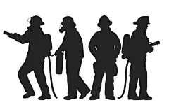 (源站可下源文件)手绘消防员剪影集/Hand drawn fireman silhouette set