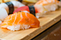 日本食品,寿司,生鱼片寿司,寿司卷,水平画幅,无人,生食,膳食,海产,组物体