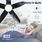 Kviflon Ceiling Fans with Lights and Remote/APP Control, 38 inch Low Profile Flush Mount Ceiling Fans with 5 Reversible Blades 6 Speeds, 3 Colors Dimmable+Side Ligts for Bedroom Dining Room, Black - Amazon.com