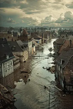 自然灾害城市泄洪图片