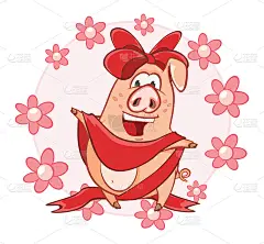 矢量插图的可爱的猪。卡通人物