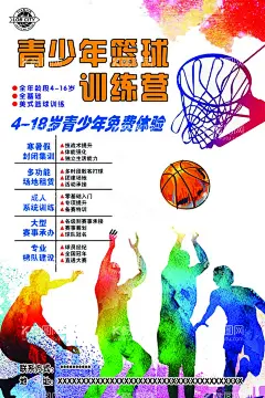 篮球海报  - 源文件下载【酷图网】青少年,海报,篮球,训练营,分层图