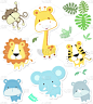 可爱的,狩猎动物,矢量,猴子,野生动物,猿,狮子,哺乳纲,象,动物