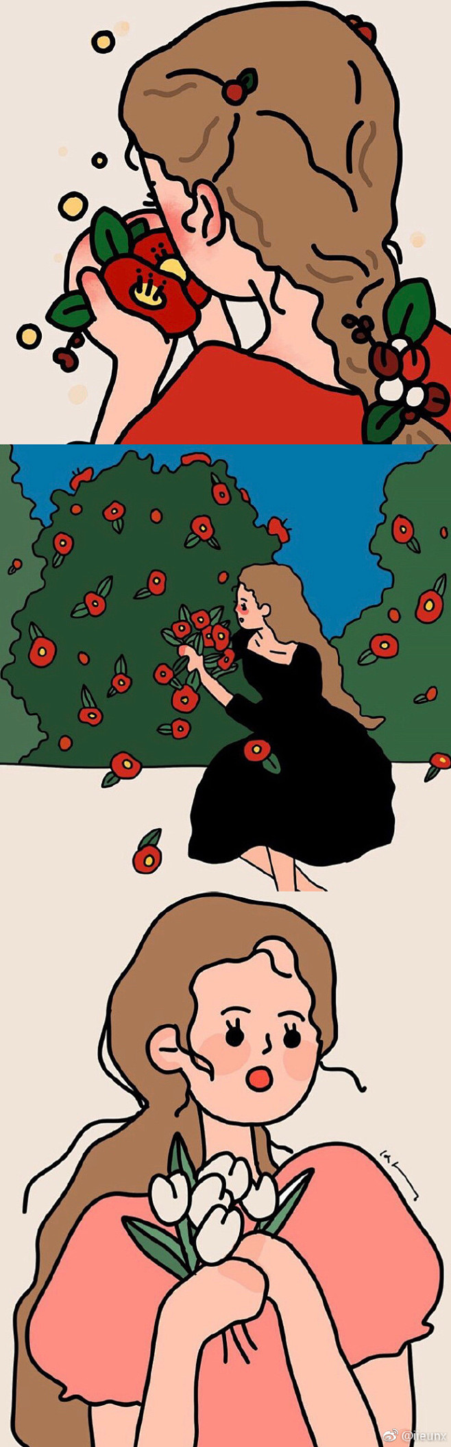 10:45:14享受独处的少女 br/>mini illust插画鸭梨呀~同采自weibo