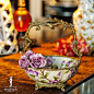 桑兰纳德欧式手绘陶瓷镶铜手提复古家居装饰花器摆件