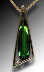 Green tourmaline and diamond pendant