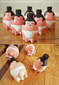 DIY Tiny Sumo Wrestler Bowling Pins for Kids, made from recycled plastic bottles - too cute!