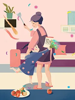 小清新手绘卡通母亲节宣传海报