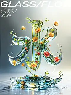 AIGC玻璃生花效果透明玻璃