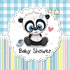 卡通熊猫宝宝送礼贺卡