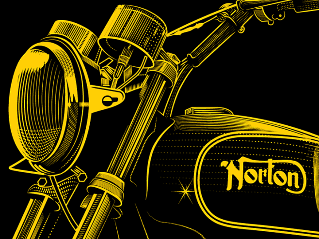 极具视觉冲击力的拉风摩托车插画设计