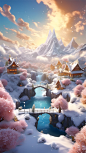 数字艺术冬日雪景背景图片-众图网