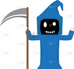 可爱的,黑暗镰刀手,动画片,分离着色,怪异,性格,矢量