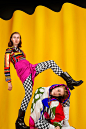 TWINS – LM CHABOT : An immersion in the eccentric and playful world of LM Chabot in collaboration with stylist Jay Forest, showcasing an environment of colours, textures and motifs in which two identical twins were sculpted together to become one unique e