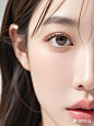 杏眼，干净，自然长睫毛，眼部特写 (2)