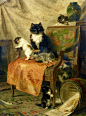 19世纪荷兰女画家Henriëtte Ronner笔下活灵活现的猫咪。 ​​​​