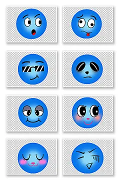 蓝色表情笑脸表情包大气插画