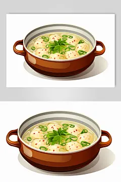 AI数字艺术银耳炖雪梨餐饮美食插画