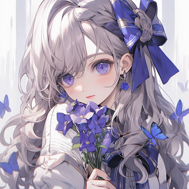 ai绘画，动漫女头像，花09