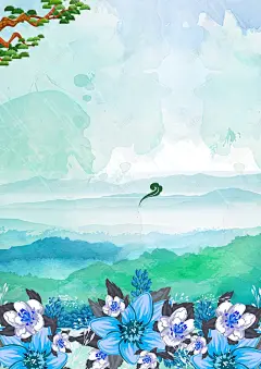 手绘清新水彩花朵清明节海报背景模板 花朵 蓝色 背景 设计图片 免费下载 页面网页 平面电商 创意素材