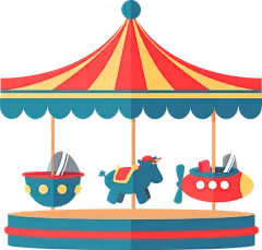 手绘卡通旋转木马游乐场儿童玩具透明PNG免扣 PS设计合成素材 (13)