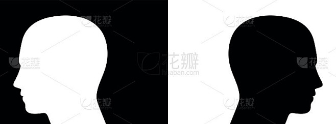 分离、争议、对手——在黑白背景上用两个对立的头像象征性地描绘出来——也象征着敌意、对立、对比或无知。