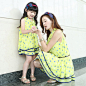 夏装2014款 母女亲子装女童装 雪纺连衣裙韩版新款赚回头率亲子装
