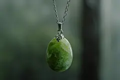 顶级的古董玉石翡翠项链摄影图片