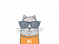 AI Cat : Random Illustrator Cat illustration.