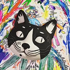 有蒂棵棵原创手绘陶瓷猫头花瓶壁挂艺术小众大号礼盒礼物-tmall.com天猫