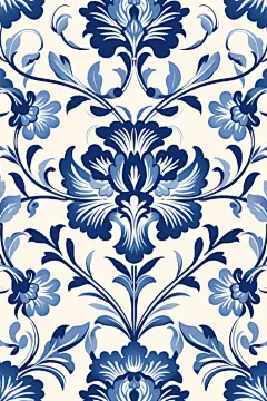 传统青花瓷插画绘画