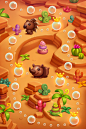 Candy Desert Map : Some art test I did this year: It's a candy desert map for match-3 mobile game. Which option for the level select buttons do you like most - bubbles or sweets? =)
