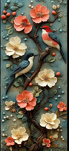 鸟语花香，春暖花开！中国风春日插画壁纸